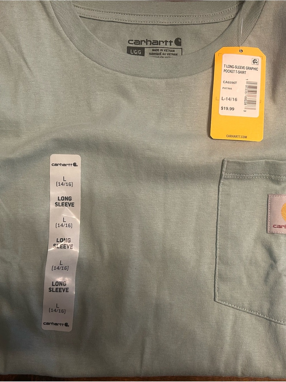 Carhartt Long Sleeve Pocket Tee in Patina Green